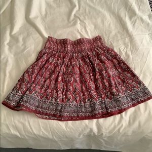American Eagle Outfitters Red Print Cotton Skirt